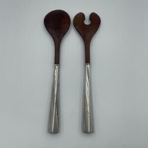 Vintage Lenox Salad Serving Spoon & Fork Set Tongs Silver Handles Utensils